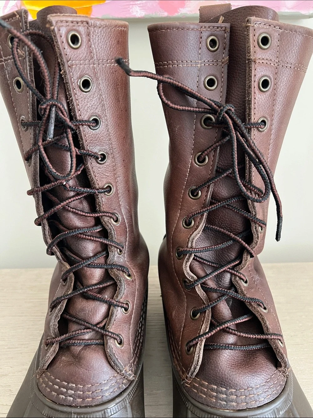 Men's L.L. Bean, Maine hunting shoe Brown Leather Lace-Up Duck Boots size 10